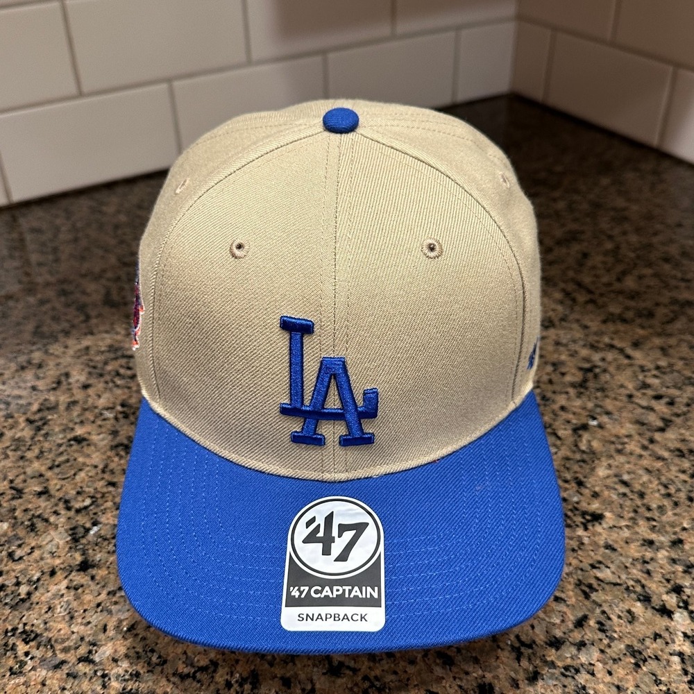 Los Angeles Dodgers '47 Captain Snapback Hat Khaki Blue 1955 World Series‎ New